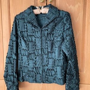 Samuel Dong Evening L/S Blouse/Jacket w/ Passementerie in Deep Teal Size Large